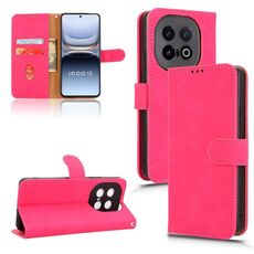 Per vivo iQOO 13 Custodia in pelle magnetica con chiusura magnetica Skin Feel (rosso rosa)