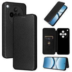 Per OPPO Find X8 Custodia per telefono in pelle con texture in fibra di carbonio (nero)