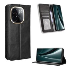 Per vivo T3 Pro 5G / iQOO Z9S Pro 5G Custodia per telefono in pelle con fibbia magnetica e texture retrò (nero)