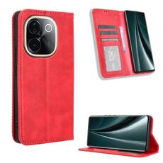 Per vivo T3 Pro 5G / iQOO Z9S Pro 5G Custodia per telefono in pelle con fibbia magnetica e texture retrò (rosso)
