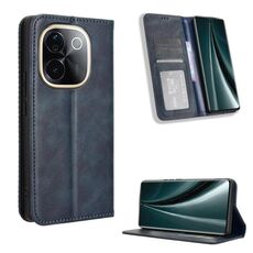 Per vivo T3 Pro 5G / iQOO Z9S Pro 5G Custodia per telefono in pelle con fibbia magnetica e texture retrò (blu)