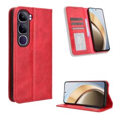 Per vivo V40 Lite 4G / 5G IDN Custodia per telefono in pelle con fibbia magnetica e texture retrò (rosso)