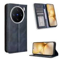 Per vivo X200 Pro mini 5G Custodia per telefono in pelle con fibbia magnetica e texture retrò (blu)