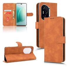 Custodia in pelle magnetica con chiusura magnetica per Honor 300 Pro (marrone)