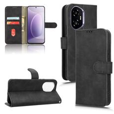 Custodia in pelle magnetica con chiusura a scatto per Honor 300 Skin Feel (nera)