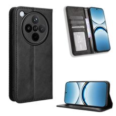 Per OPPO Find X8 Custodia per telefono in pelle con fibbia magnetica e texture retrò (nero)