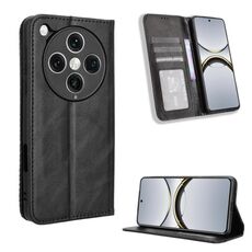 Per OPPO Find X8 Pro Custodia per telefono in pelle con fibbia magnetica e texture retrò (nero)