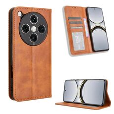 Per OPPO Find X8 Pro Custodia per telefono in pelle con fibbia magnetica e texture retrò (marrone)