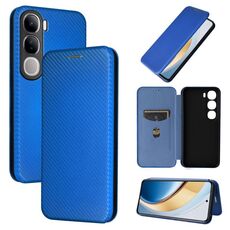Per vivo V30e / V40 Lite 5G Custodia per telefono in pelle con texture in fibra di carbonio (blu)