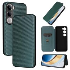 Per vivo V30e / V40 Lite 5G Custodia in pelle con texture in fibra di carbonio (verde)