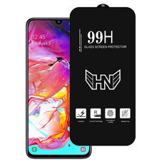 Per Samsung Galaxy A70 Pellicola in vetro temperato a schermo intero con grande arco in alluminio