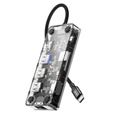 Adattatore HUB multifunzione 9 in 1 di tipo C awei HUB-3 (grigio)