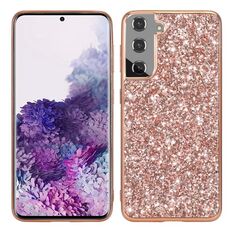 Per Samsung Galaxy S25+ 5G Custodia per telefono in TPU antiurto con polvere glitterata (oro rosa)