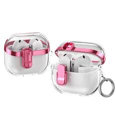 Per Samsung Galaxy Buds3 / 3 Pro Custodia protettiva per auricolari trasparente galvanica con blocco di sicurezza (rosa)