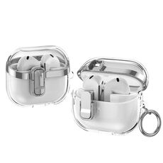 Per Samsung Galaxy Buds3 / 3 Pro Custodia protettiva per auricolari trasparente galvanica con blocco di sicurezza (argento)