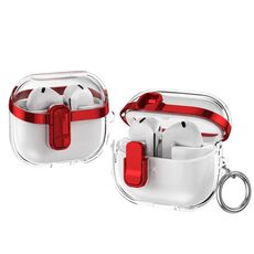 Per Samsung Galaxy Buds3 / 3 Pro Custodia protettiva per auricolari trasparente galvanica con blocco di sicurezza (rosso)