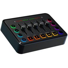 F9 48V Live Streaming Scheda audio Mixer audio Potenza Cambia voce con luce RGB (nero)