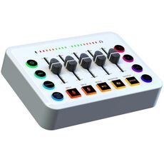 F9 48V Live Streaming Scheda audio Mixer audio Potenza Cambia voce con luce RGB (bianco)
