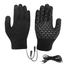 Guanti riscaldati elettrici USB per studenti, gioco di scrittura su Internet, guanti riscaldati a dita intere lavorati a maglia, taglia: uniforme (nero)