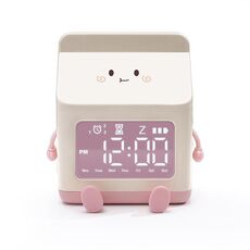 Sveglia con conto alla rovescia con display digitale a LED e scatola del latte divertente dei cartoni animati (rosa)