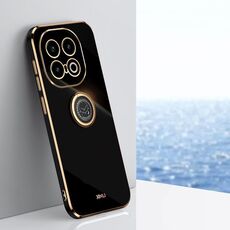 Per vivo iQOO 13 XINLI Custodia per telefono in TPU elettroplaccato 6D con bordo dritto con supporto ad anello (nero)