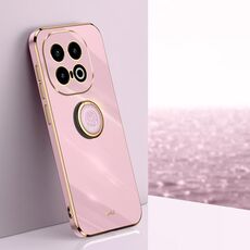Per vivo iQOO 13 XINLI Custodia per telefono in TPU elettroplaccato 6D con bordo dritto con supporto ad anello (viola ciliegia)