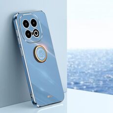 Per vivo iQOO 13 XINLI Custodia per telefono in TPU elettroplaccato 6D con bordo dritto con supporto ad anello (blu celeste)