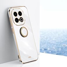 Per vivo iQOO 13 XINLI Custodia per telefono in TPU elettroplaccato 6D con bordo dritto con supporto ad anello (bianco)