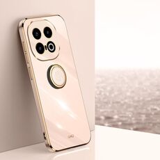 Per vivo iQOO 13 XINLI Custodia per telefono in TPU elettroplaccato 6D con bordo dritto con supporto ad anello (rosa)