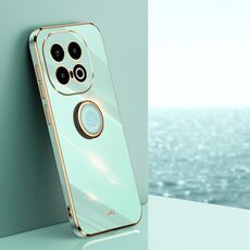 Per vivo iQOO 13 XINLI Custodia per telefono in TPU elettroplaccato 6D con bordo dritto con supporto ad anello (verde menta)