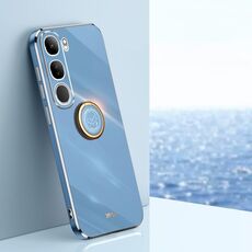 Per vivo V40 Lite 5G XINLI Custodia per telefono in TPU elettroplaccato 6D con bordo dritto con supporto ad anello (blu celeste)