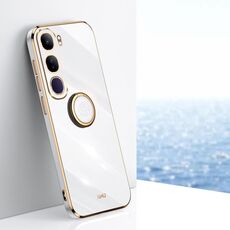 Per vivo V40 Lite 5G XINLI Custodia per telefono in TPU elettroplaccato 6D con bordo dritto con supporto ad anello (bianco)