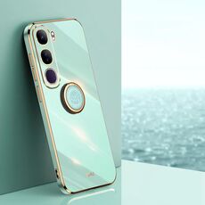 Per vivo V40 Lite 5G XINLI Custodia per telefono in TPU elettroplaccato 6D con bordo dritto con supporto ad anello (verde menta)