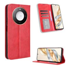 Per Honor X60 5G / X9C Smart Magnetic Buckle Retro Texture Custodia in Pelle per Telefono (Rosso)