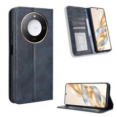 Per Honor X60 5G / X9C Smart Magnetic Buckle Retro Texture Custodia in Pelle per Telefono (Blu)
