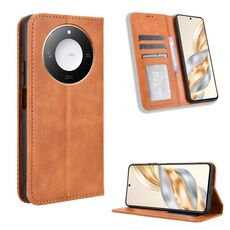 Per Honor X60 5G / X9C Smart Magnetic Buckle Retro Texture Custodia in Pelle per Telefono (Marrone)