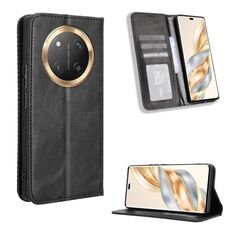 Per Honor X60 Pro 5G / X9C 5G Custodia per telefono in pelle con fibbia magnetica e texture retrò (nero)