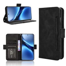 Per vivo X200 Pro 5G Custodia in pelle con slot per schede e texture in vitello (nero)