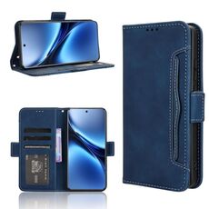 Per vivo X200 Pro 5G Custodia in pelle con slot per schede e texture in vitello (blu)
