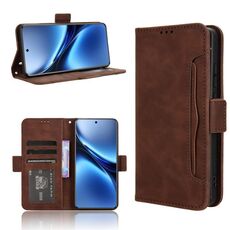 Per vivo X200 Pro 5G Custodia in pelle con texture in vitello e slot per schede (marrone)