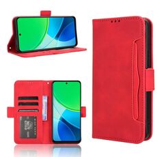 Per vivo Y19s 4G Custodia in pelle con slot per schede e texture in vitello (rosso)