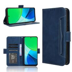 Per vivo Y19s 4G Custodia in pelle con slot per schede e texture in vitello (blu)