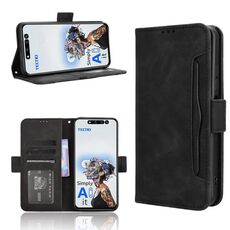 Per Tecno Pova 6 Neo 5G / Spark 30 5G Custodia in pelle con texture in vitello e slot per schede (nero)