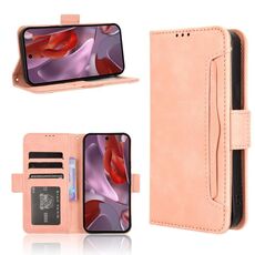 Per Google Pixel 9a Custodia in pelle con slot per schede e texture in vitello (rosa)