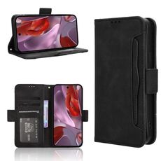 Per Google Pixel 9a Custodia in pelle con texture in vitello e slot per schede (nero)