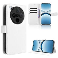 Per OPPO Find X8 Custodia per telefono in pelle con texture a diamante (bianca)