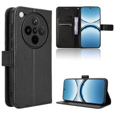 Per OPPO Find X8 Custodia in pelle con texture a diamante (nero)