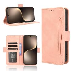 Custodia per telefono in pelle con slot per schede e texture in vitello per Honor Magic7 (rosa)