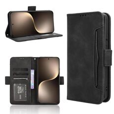 Custodia per telefono in pelle con slot per schede e texture in vitello per Honor Magic7 (nero)