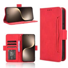Custodia per telefono in pelle con slot per schede e texture in vitello per Honor Magic7 (rosso)